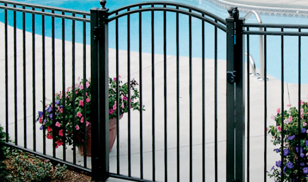 metal pool gate and fence